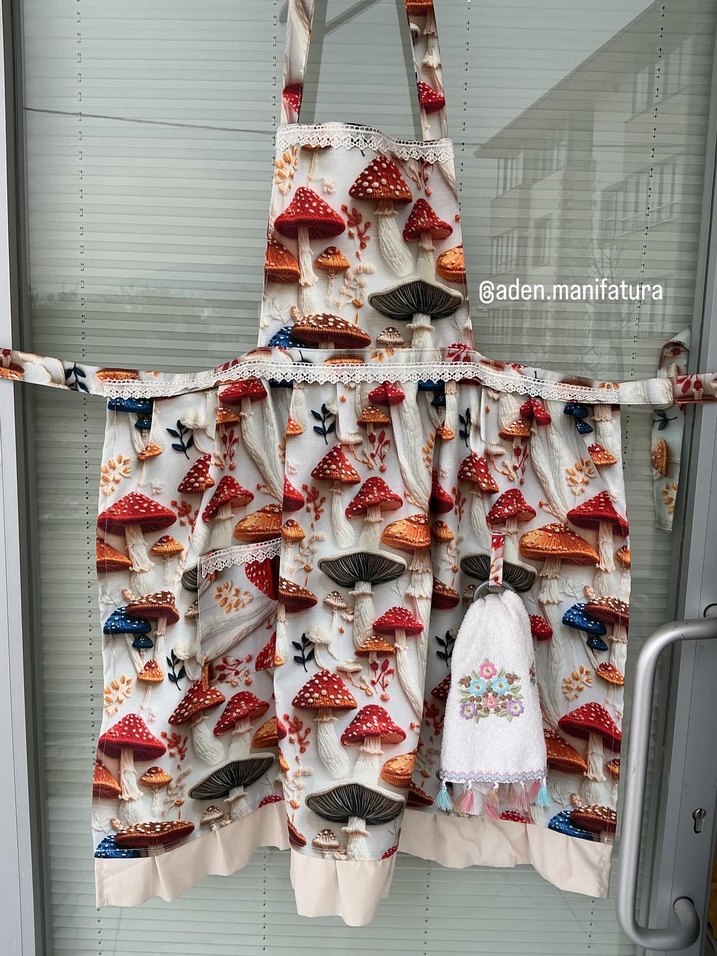 Nakışlı Mantar Desenli Mutfak Önlüğü - Görsel 2