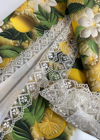 Sarı Bohem Çiçek Limon Desenli Masa Örtüsü - Görsel 3