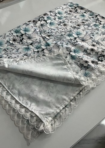 Bohem Gri Çiçek Desenli Masa Örtüsü - Görsel 3