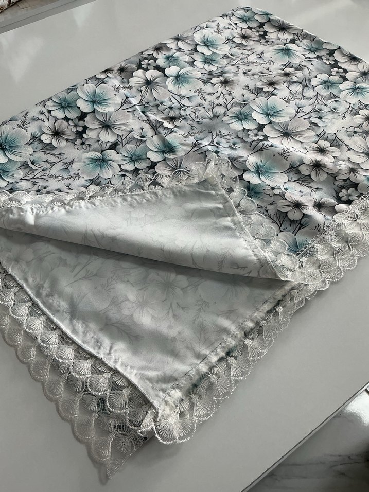 Bohem Gri Çiçek Desenli Masa Örtüsü - Görsel 3