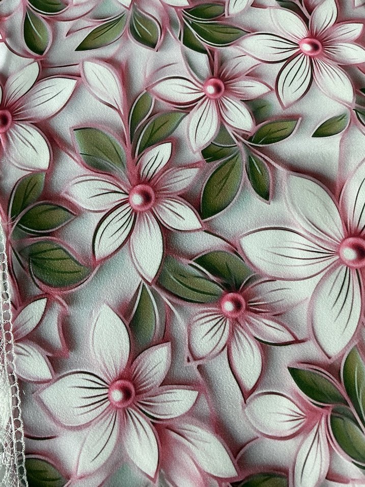 Dantel Detaylı Gri Beyaz Çiçekli masa örtüsü - Görsel 2