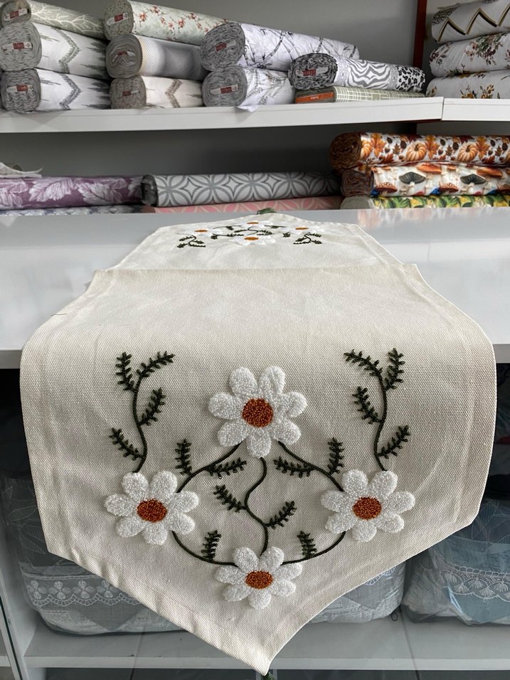 Nakışlı Beyaz Bohem runner - Görsel 4