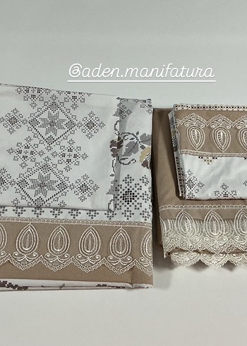 Nakışlı Beyaz ve Gri Nevresim Takımı çift kişilik - Görsel 2