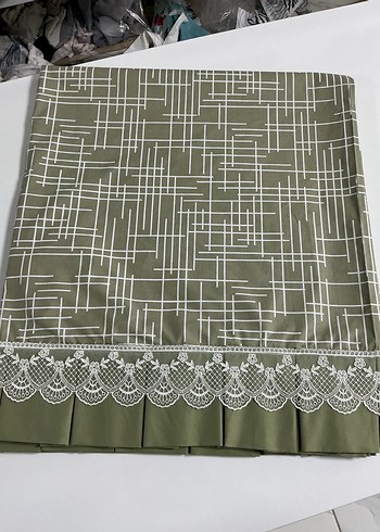 Nakışlı Haki çift kişilik çarşaf - Görsel 4