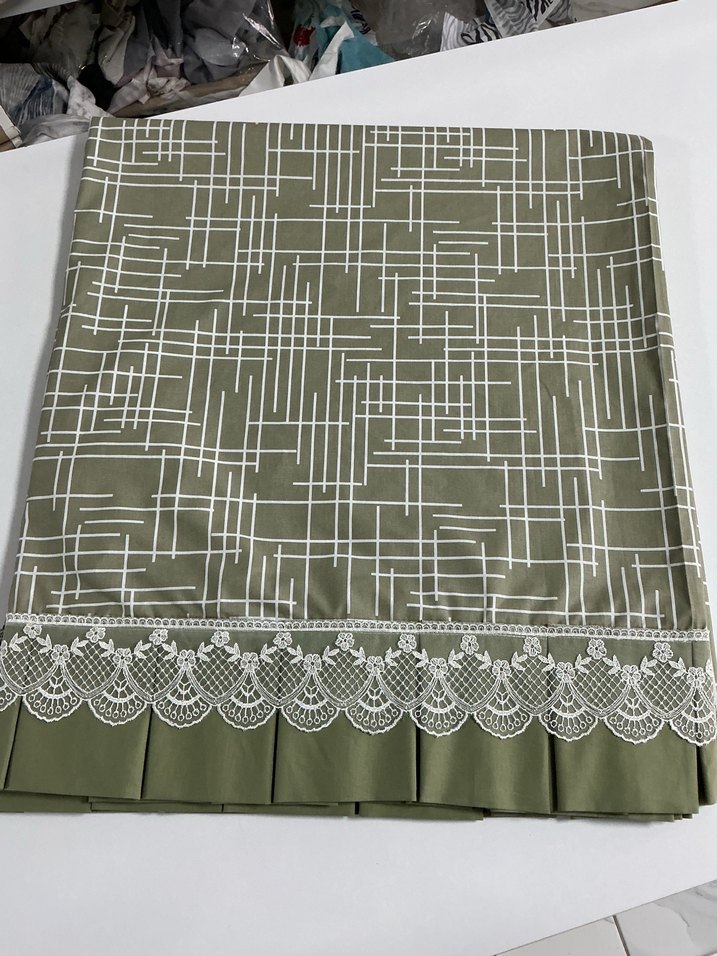 Nakışlı Haki çift kişilik çarşaf - Görsel 4