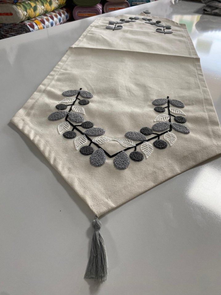 Bohem Gri Nakışlı Beyaz Runner - Görsel 3