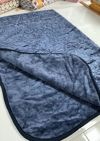 Koyu Mavi Desenli Yumuşak Battaniye bebek - Görsel 3