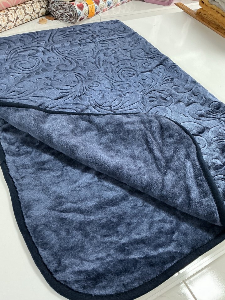 Koyu Mavi Desenli Yumuşak Battaniye bebek - Görsel 3