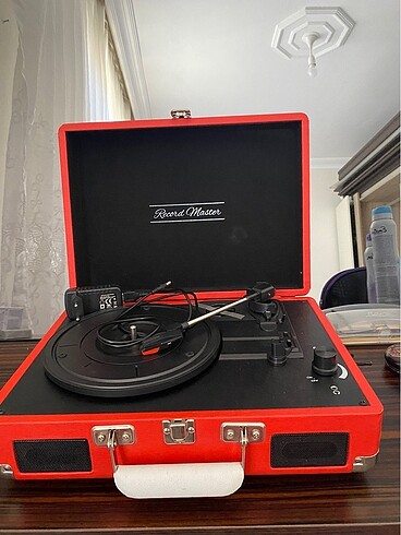 Record master T310ch pikap plak çalar kırmızı şarj edilebilir 33