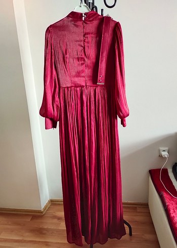 Diğer Tesettür Bordo Abiye