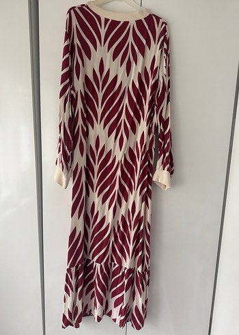 Bordo Desenli Piliseli Bohem uzun Elbise - Görsel 3