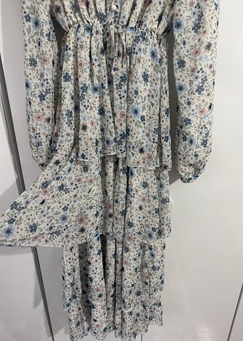 Uzun Kollu Bohem Çiçekli Kadın Elbise - Görsel 7