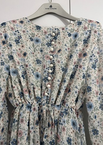 Uzun Kollu Bohem Çiçekli Kadın Elbise - Görsel 6