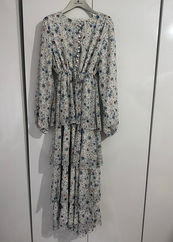 Uzun Kollu Bohem Çiçekli Kadın Elbise - Görsel 8