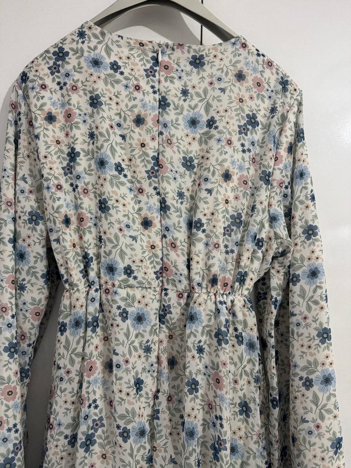 Uzun Kollu Bohem Çiçekli Kadın Elbise - Görsel 2