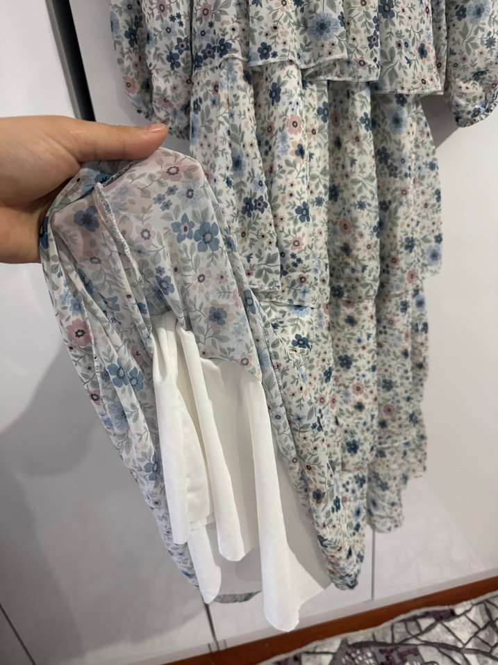 Uzun Kollu Bohem Çiçekli Kadın Elbise - Görsel 4