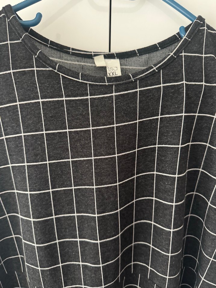 Kadın Gri Kareli Uzun jile - Görsel 3