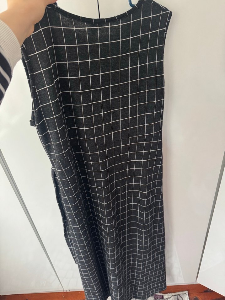 Kadın Gri Kareli Uzun jile - Görsel 4