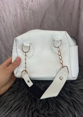 Beyaz Deri Kürklü Kadın Çanta - Görsel 2