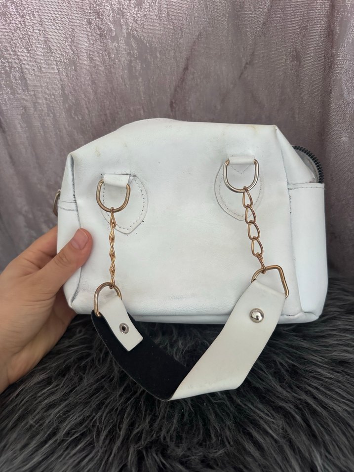 Beyaz Deri Kürklü Kadın Çanta - Görsel 2