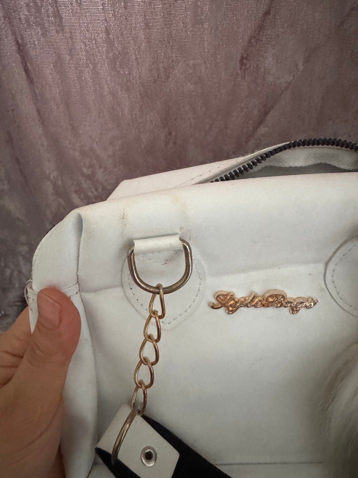 Beyaz Deri Kürklü Kadın Çanta - Görsel 3