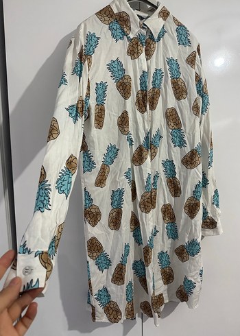 Ananas Desenli Uzun Kollu Kadın Gömlek - Görsel 2