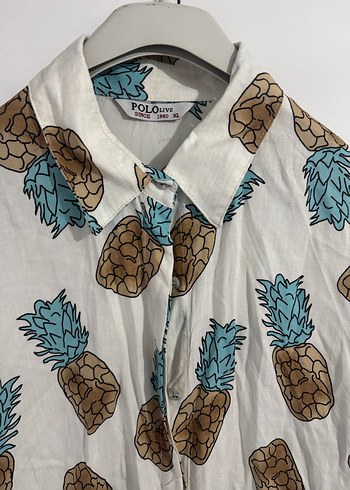 Ananas Desenli Uzun Kollu Kadın Gömlek - Görsel 3