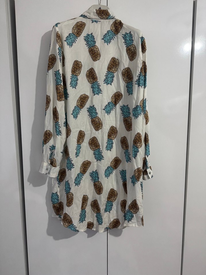 Ananas Desenli Uzun Kollu Kadın Gömlek - Görsel 4