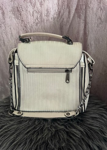 Gri Tokalı Beyaz Deri Kadın Çanta - Görsel 3