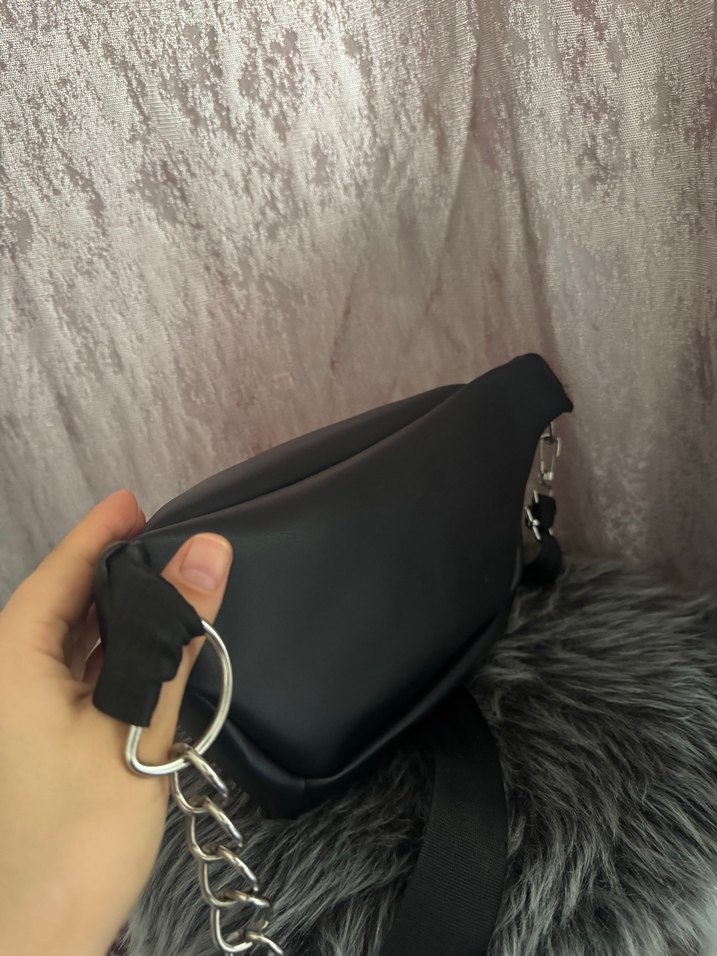 Deri Siyah Kadın Bel Çantası - Görsel 3