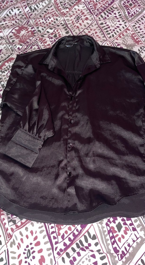 Siyah Düğmeli Uzun Kollu Kadın Gömlek - Görsel 5