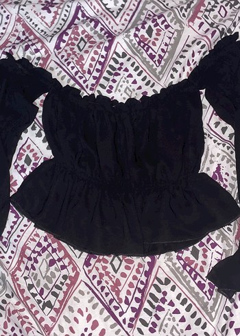 Uzun Kollu Siyah Mini Fırfırlı Bluz - Görsel 2