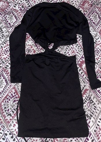 Uzun Kollu Siyah Gotik V Yaka Elbise - Görsel 4