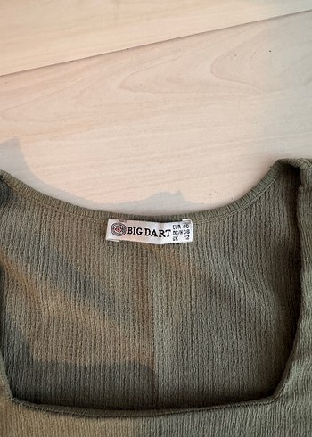 Kadın Haki Kısa Kollu Rahat Bluz - Görsel 5