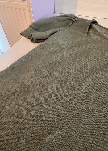 Kadın Haki Kısa Kollu Rahat Bluz - Görsel 2