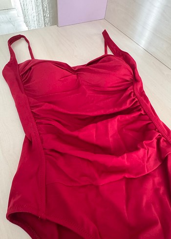 Bordo  Drapeli İnce Askılı Mayo - Görsel 4