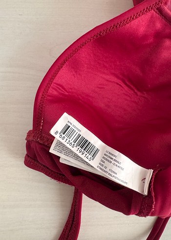 Bordo  Drapeli İnce Askılı Mayo - Görsel 6