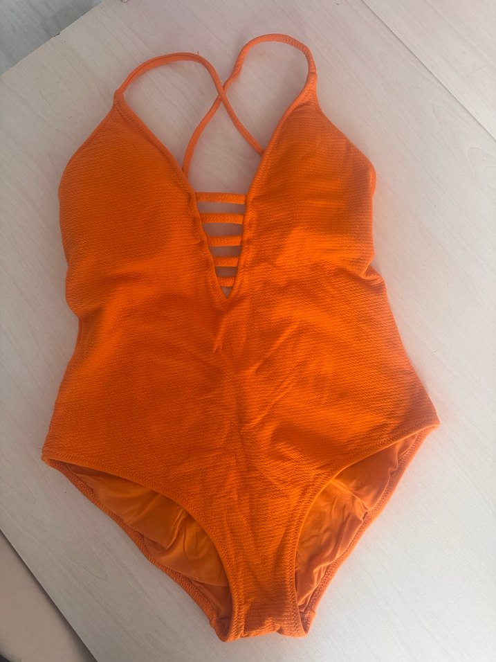 Turuncu İnce Askılı Mayo - Görsel 2