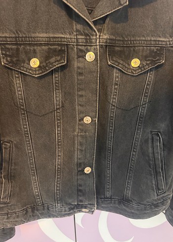 Siyah Kadın Kot  Ceket, Düğmeli, Normal Boy - Görsel 5