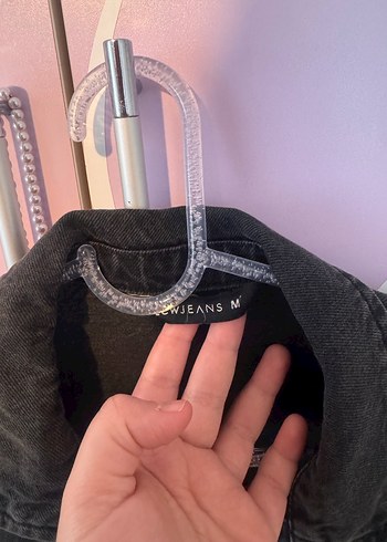 Siyah Kadın Kot  Ceket, Düğmeli, Normal Boy - Görsel 3