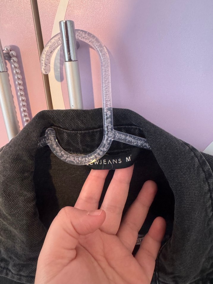 Siyah Kadın Kot  Ceket, Düğmeli, Normal Boy - Görsel 3