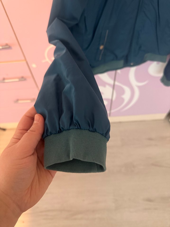 Koyu Mavi  Fermuarlı Kadın Yağmurluk - Görsel 2