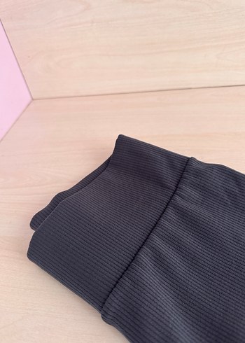 Kadın Fitilli Gri Spor Tayt - Görsel 2