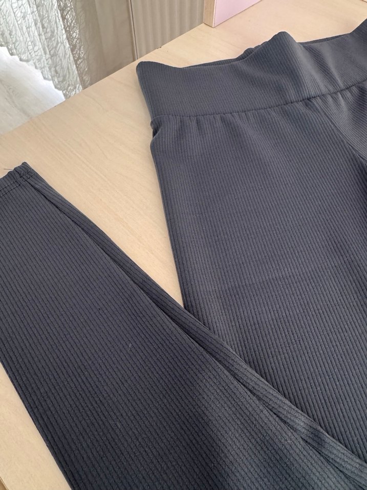 Kadın Fitilli  Gri Spor Tayt - Görsel 4