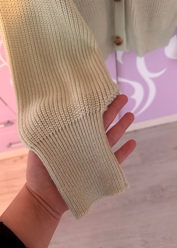 Su Yeşili Triko V Yaka Kadın Hırka - Görsel 2