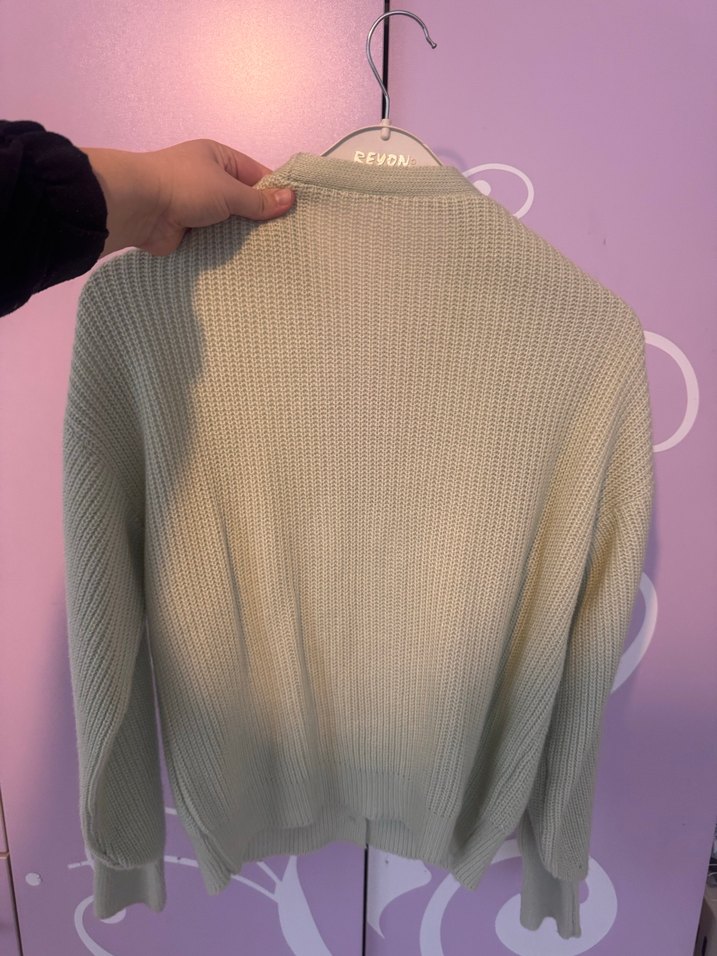 Su Yeşili Triko V Yaka Kadın Hırka - Görsel 4