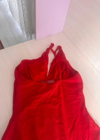 Parlak Kırmızı Drapeli Kadın Mayo - Görsel 4