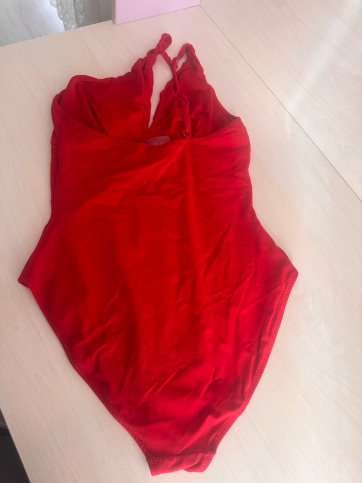 Parlak Kırmızı Drapeli Kadın Mayo - Görsel 5