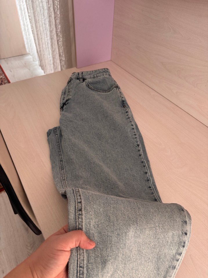 Açık Mavi Rahat Kesim Kadın Kot  Pantolon - Görsel 3