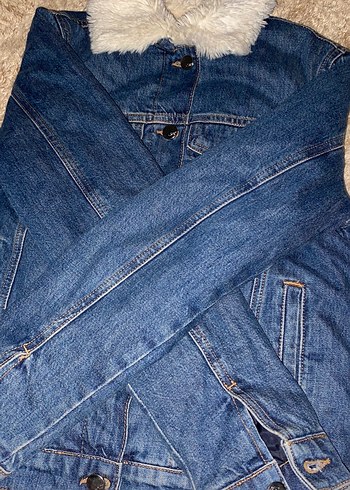 İçi Kürk Mavi Kadın Kot Ceket - Görsel 16